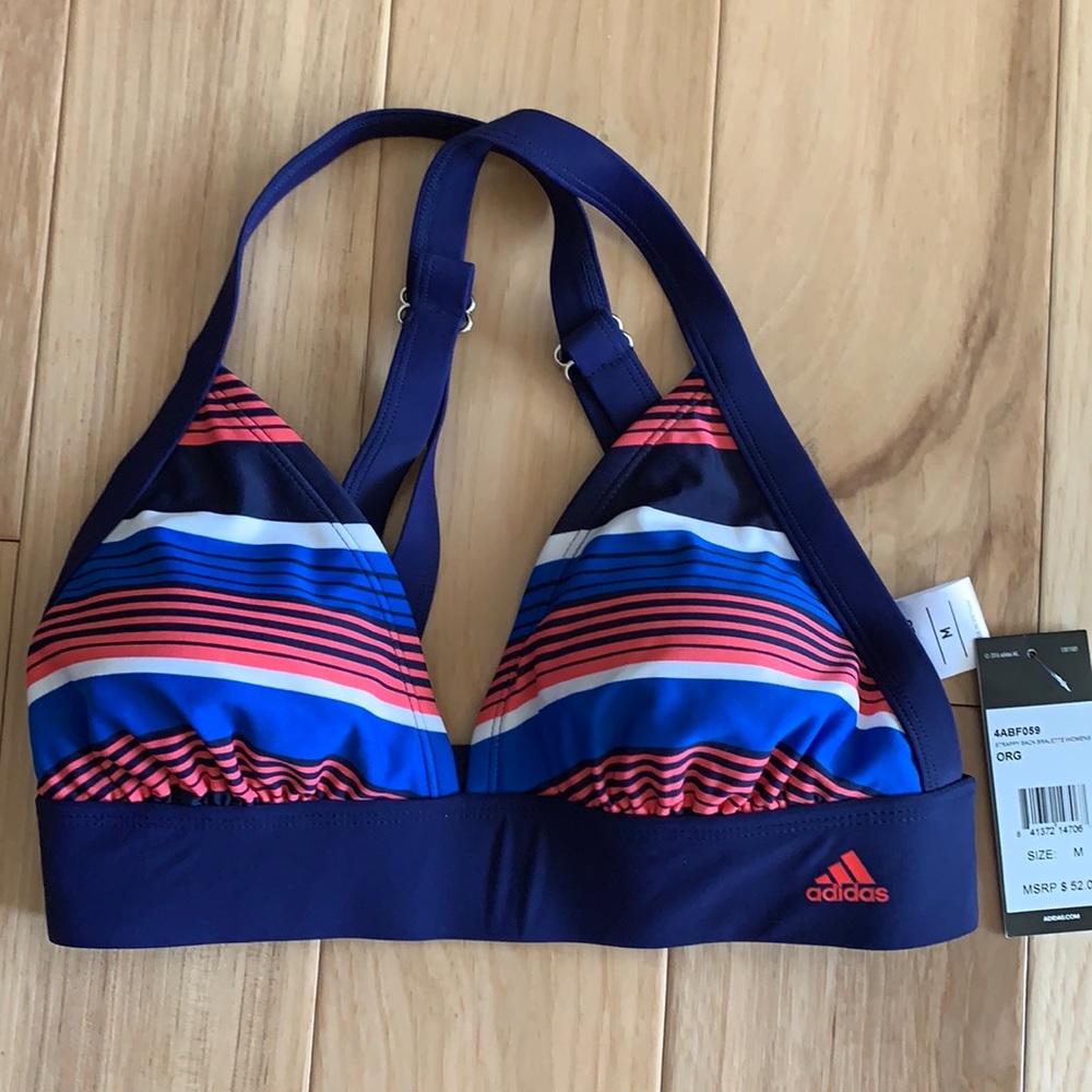 NEW ADIDAS Sporty Bikini Top (Navy/Pink), Medium